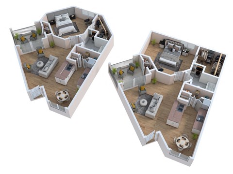Floor plan for 1 bed, 1 bath, 764 sqft